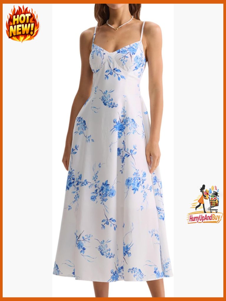 Floral Maxi Dress Spaghetti Strap Smocked Back A-Line Summer Sundress